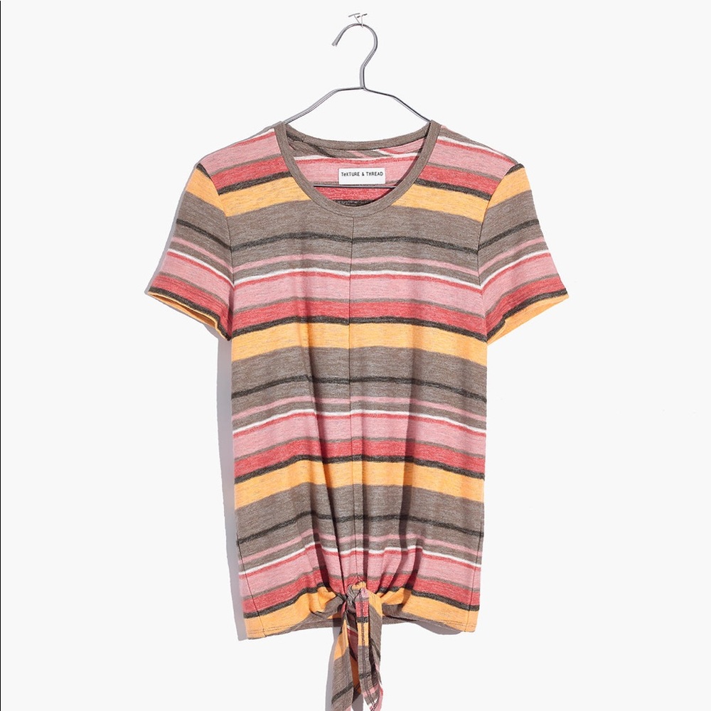 Madewell Tie-Front Top in Kieran Stripe